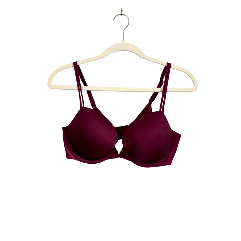 Victoria's Secret Burgundy Push-Up Bra 36C Underwire Double Strap Wine Maroon